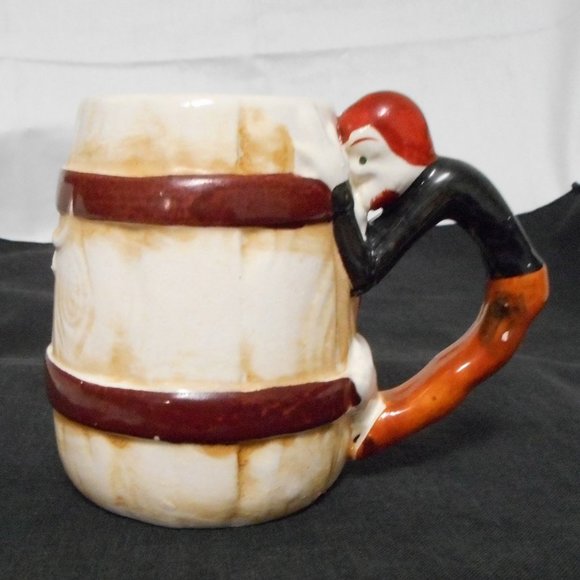 Vintage Made in Japan MIJ Ceramic Coffee Barrel Mug Longhorn Steer Ranch Hand - Picture 5 of 7
